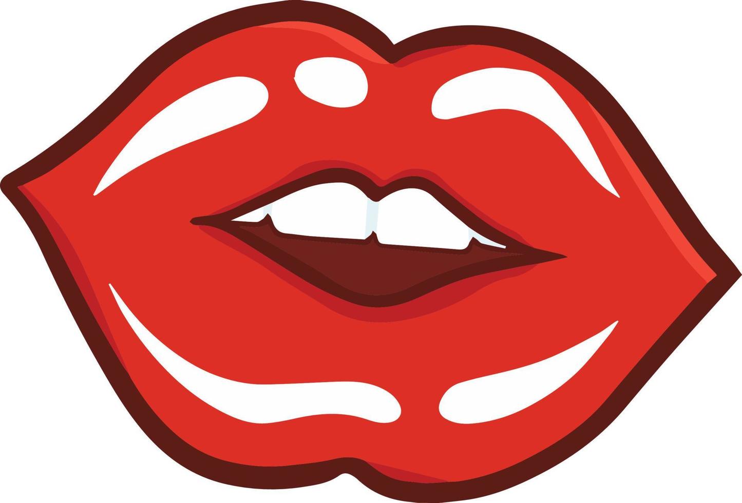 Cute and funny sexy red woman lip kissing the screen vector