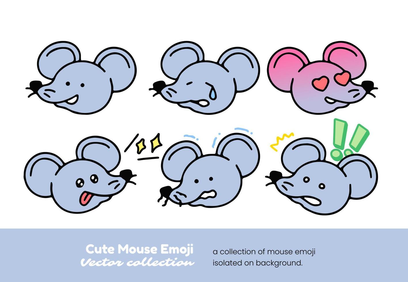 Set of cute mouse cartoon character, back to school concept. isolated on white background, vector illustration.
