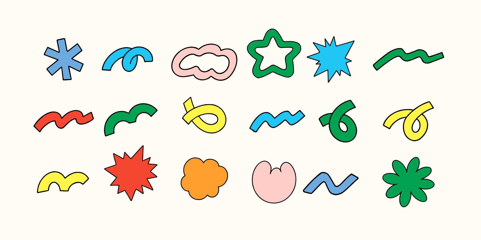 Set of hand-drawn abstract shapes, isolated on a background. Vector illustration.