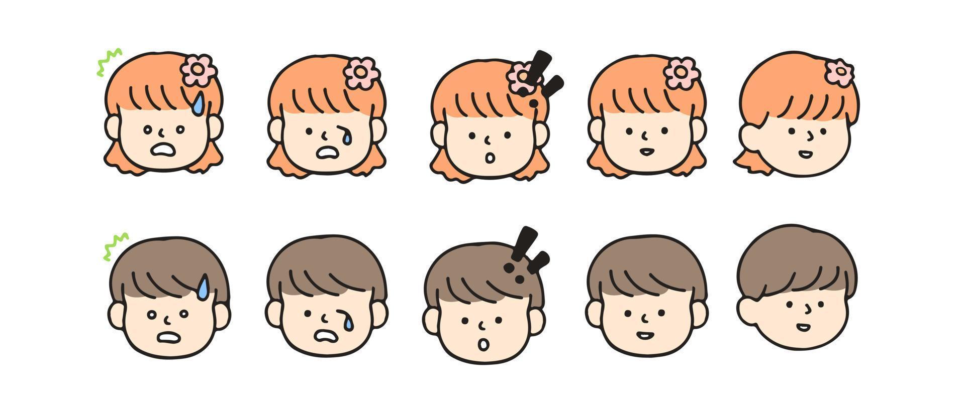 Little kid emoji. Cute cartoon characters, Back to school concept vector