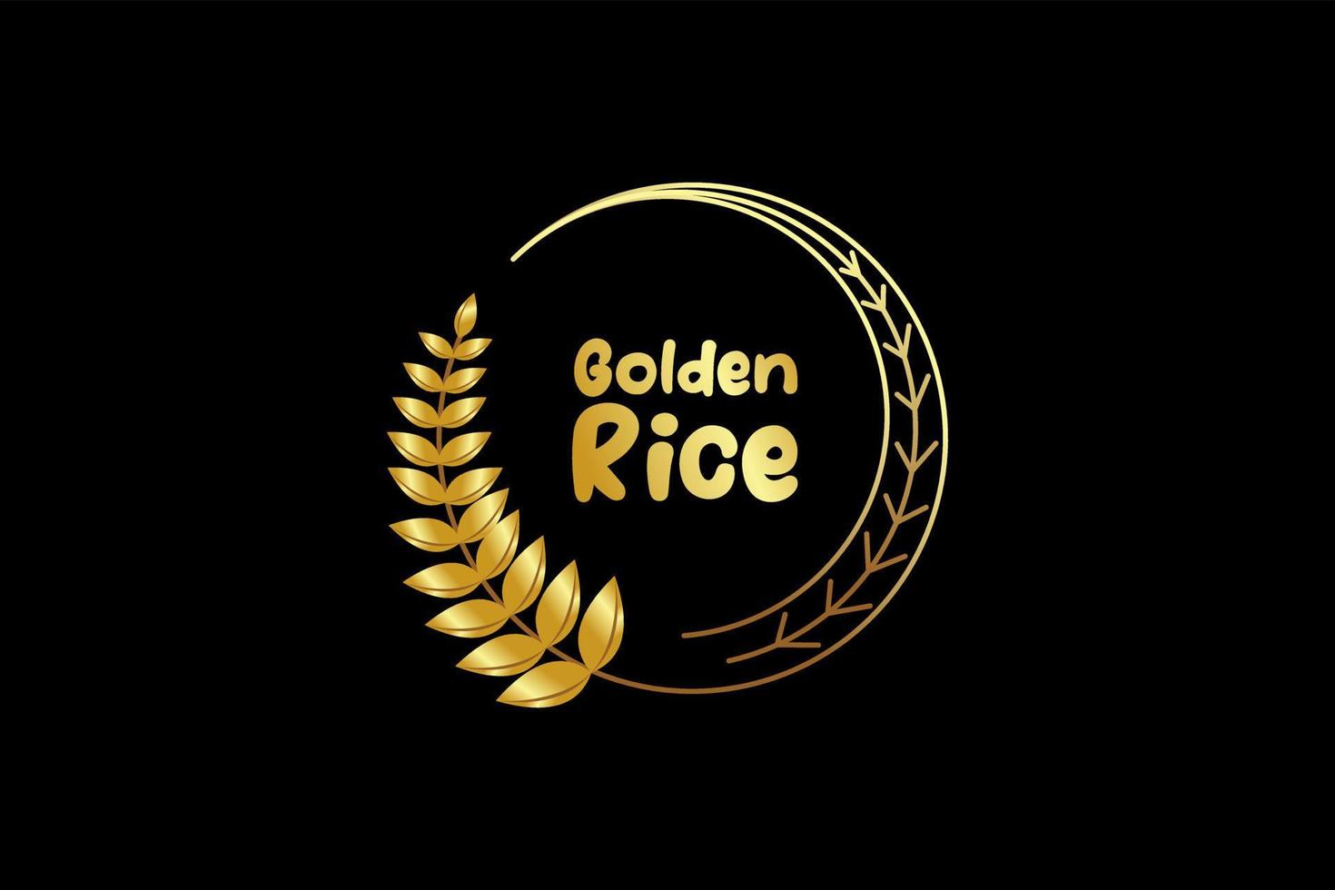 Paddy or wheat logo design gold color luxury frame style vector