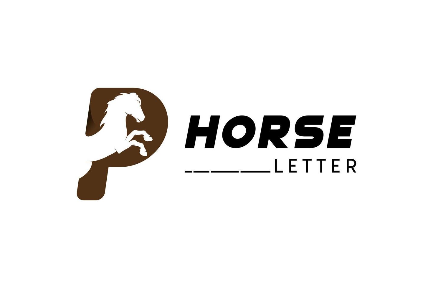 Horse logo design initial letter p style jumping vector