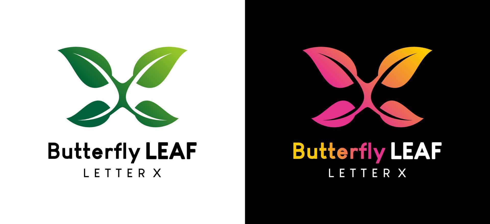 Beauty leaf logo design with modern x shape vector