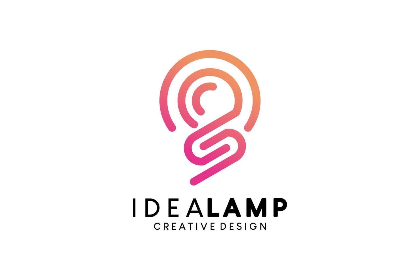 Idea lamp icon logo design with creative line art vector