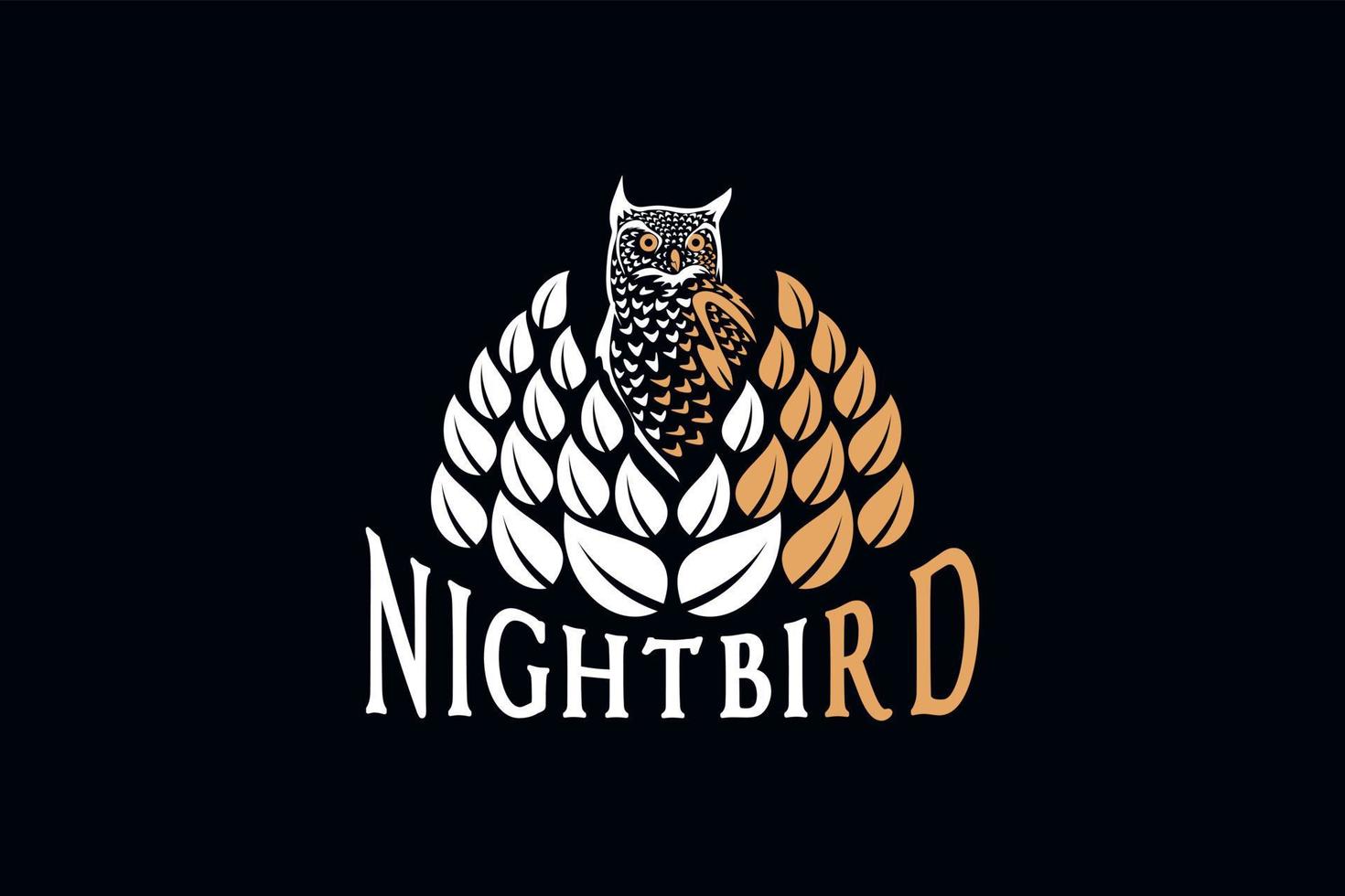 Owl or night bird logo design with creative leaf concept vector