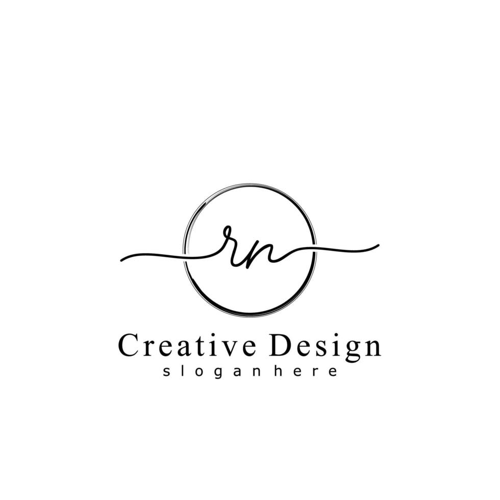Initial RN handwriting logo with circle hand drawn template vector