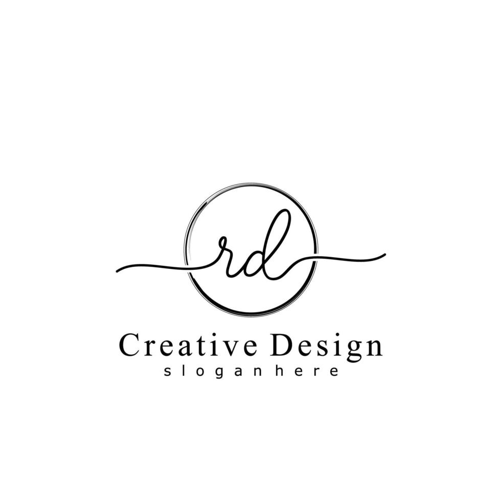 Initial RD handwriting logo with circle hand drawn template vector