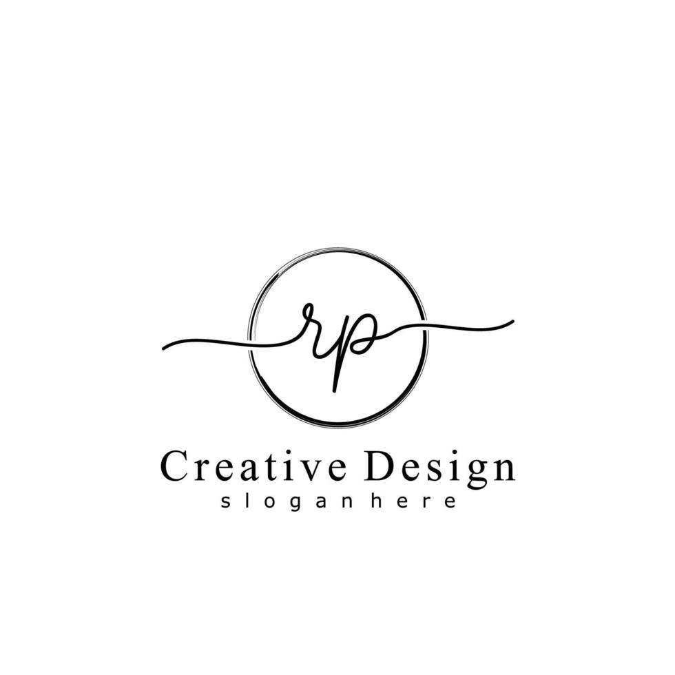 Initial RP handwriting logo with circle hand drawn template vector