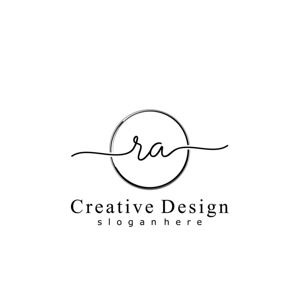 Initial RA handwriting logo with circle hand drawn template vector