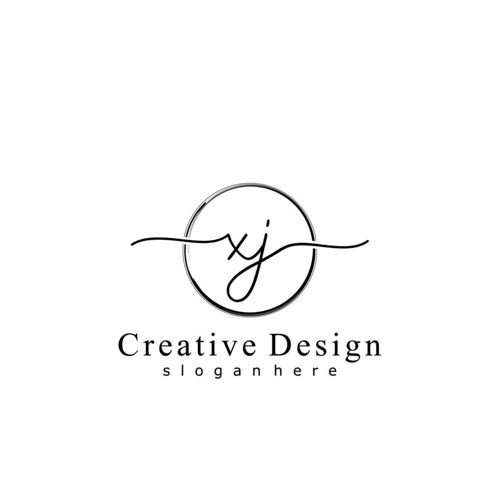Initial XJ handwriting logo with circle hand drawn template vector