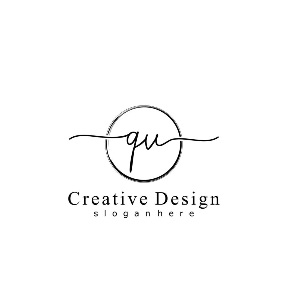 Initial QV handwriting logo with circle hand drawn template vector