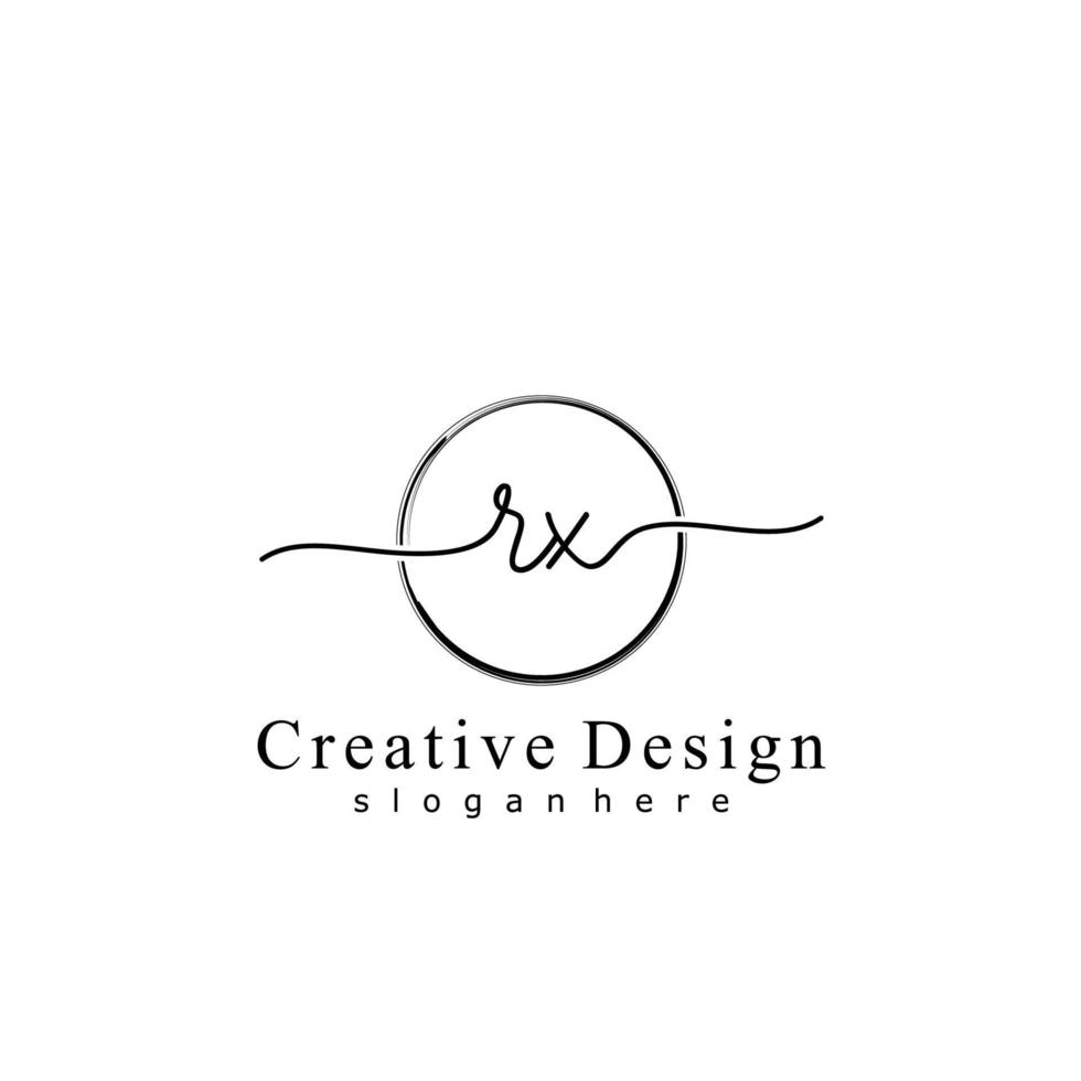 Initial RX handwriting logo with circle hand drawn template vector