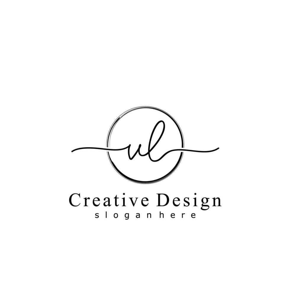 Initial VL handwriting logo with circle hand drawn template vector