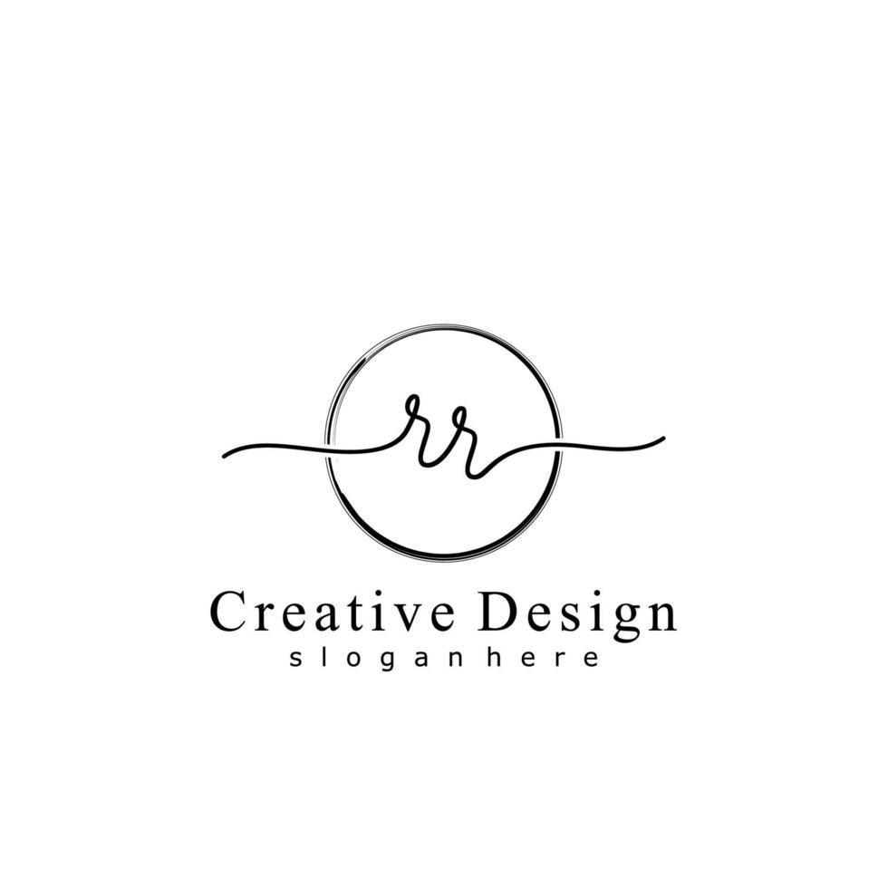 Initial RR handwriting logo with circle hand drawn template vector