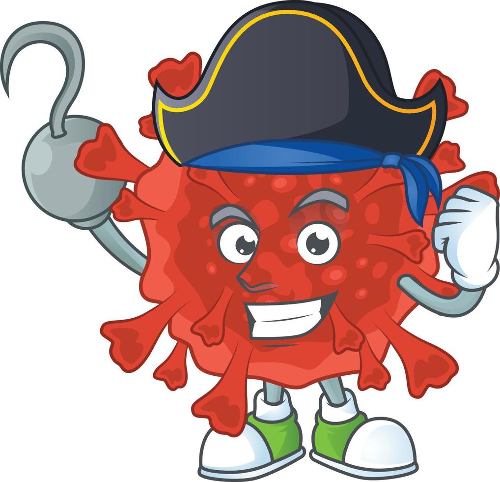 A cartoon character of red corona virus vector