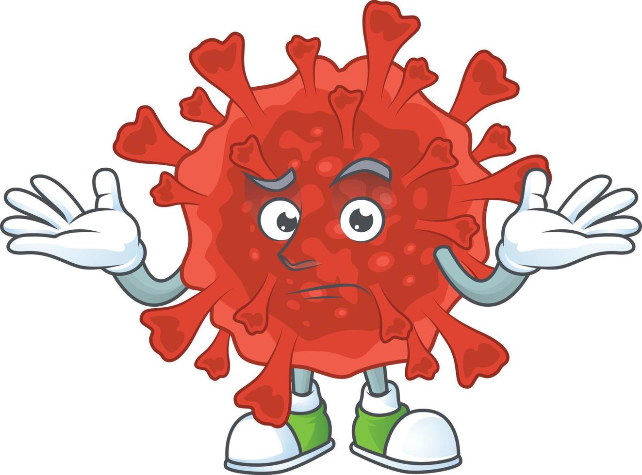 A cartoon character of red corona virus vector