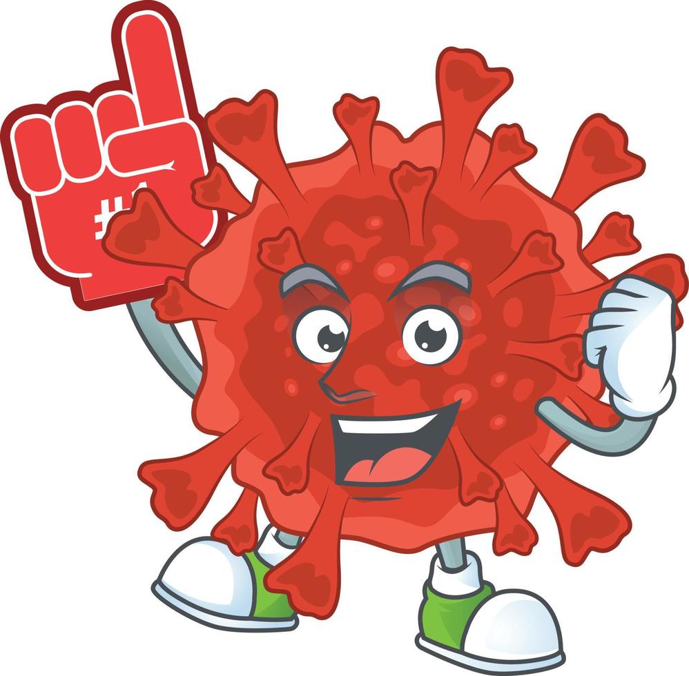 A cartoon character of red corona virus vector