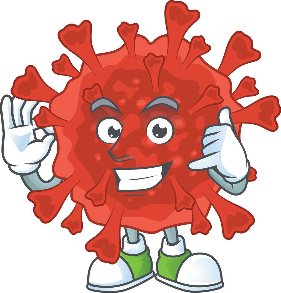 A cartoon character of red corona virus vector