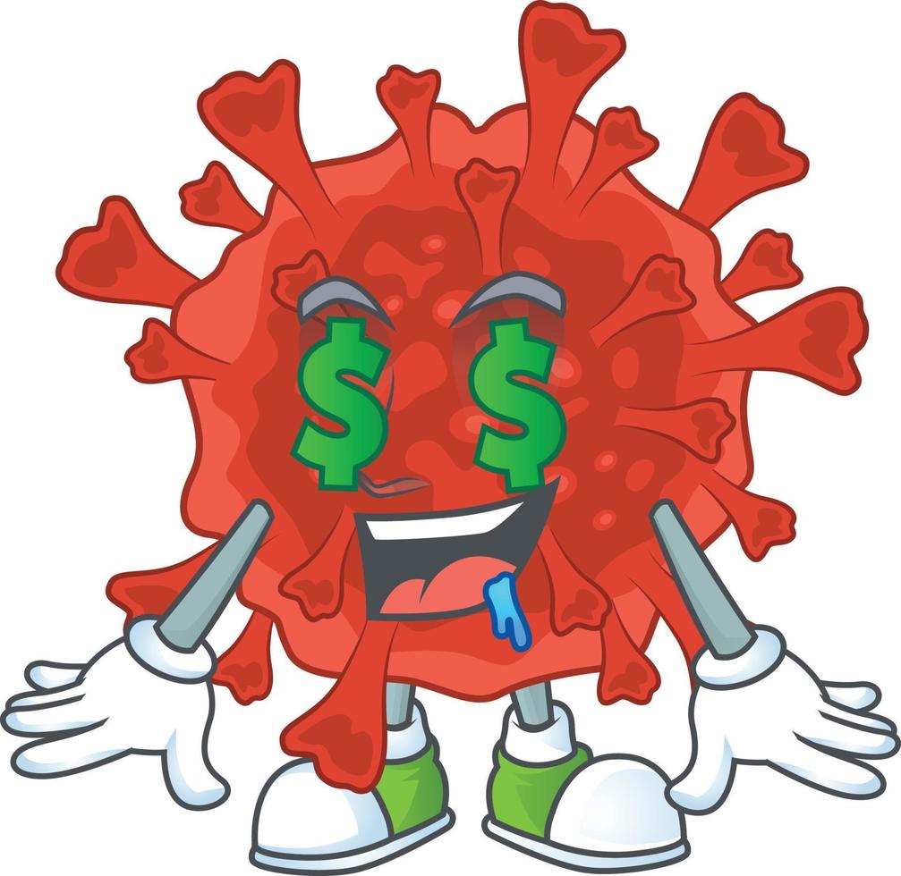 A cartoon character of red corona virus vector