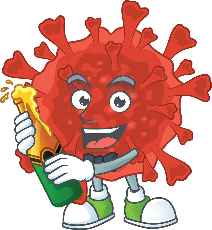 A cartoon character of red corona virus vector