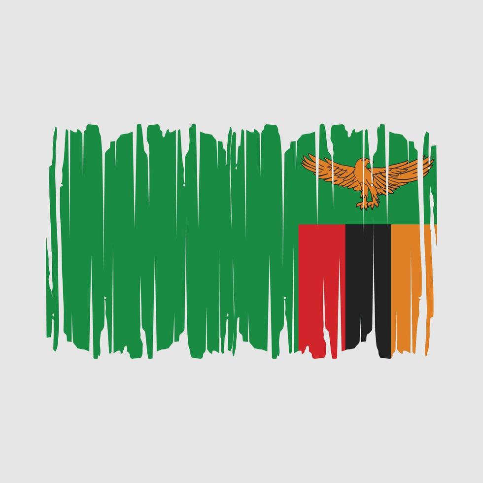 Zambia Flag Brush Vector Illustration