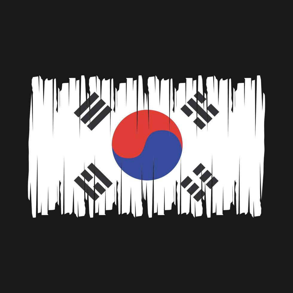 South Korea Flag Brush Vector