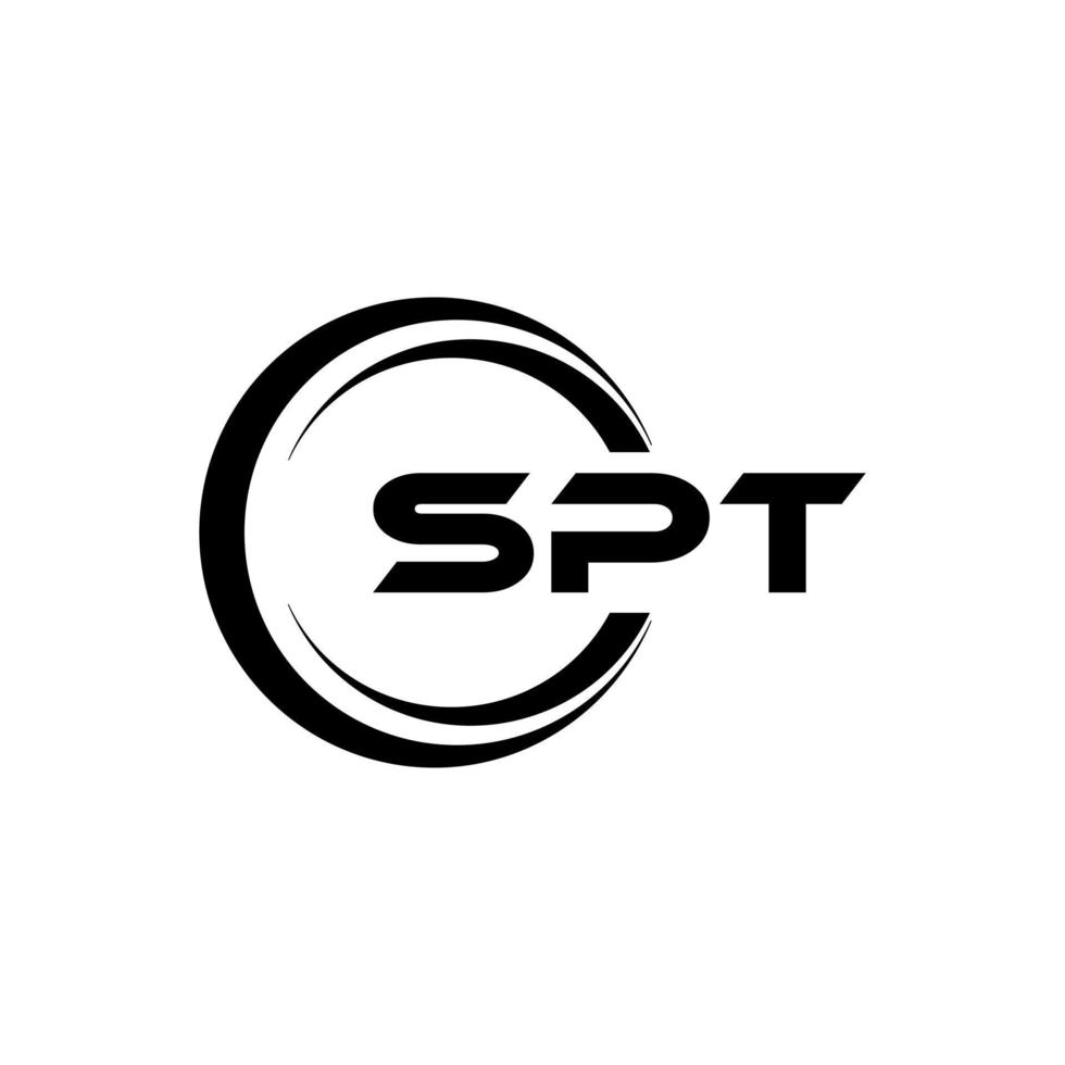 SPT letter logo design in illustration. Vector logo, calligraphy designs for logo, Poster, Invitation, etc.