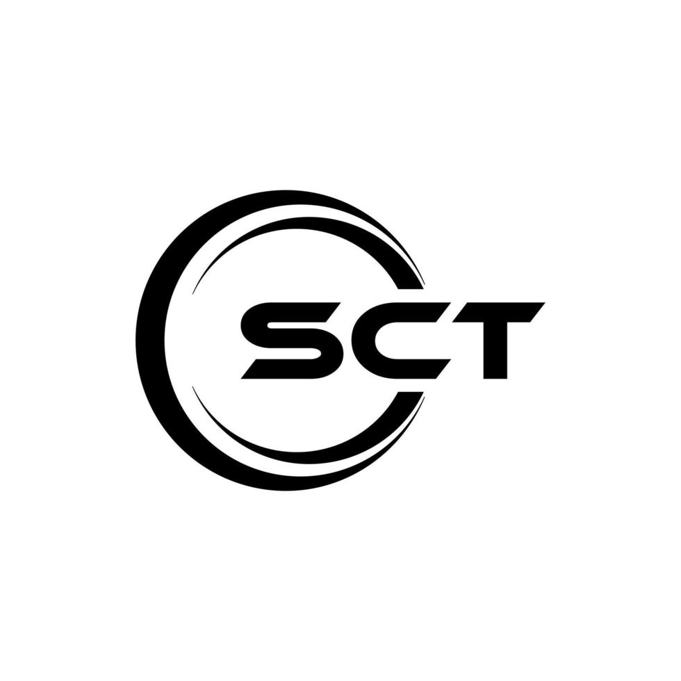 SCT letter logo design in illustration. Vector logo, calligraphy designs for logo, Poster, Invitation, etc.