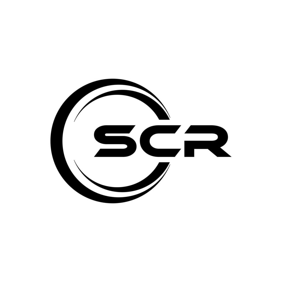 SCR letter logo design in illustration. Vector logo, calligraphy designs for logo, Poster, Invitation, etc.