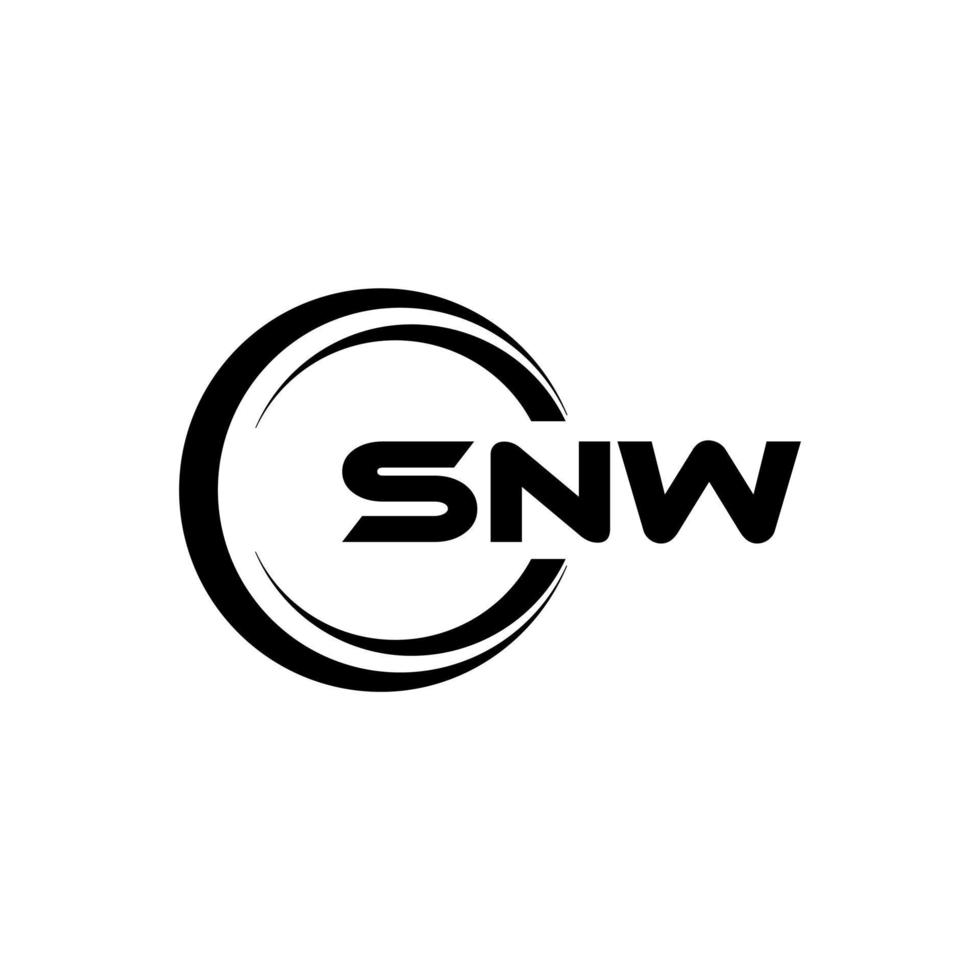 SNW letter logo design in illustration. Vector logo, calligraphy