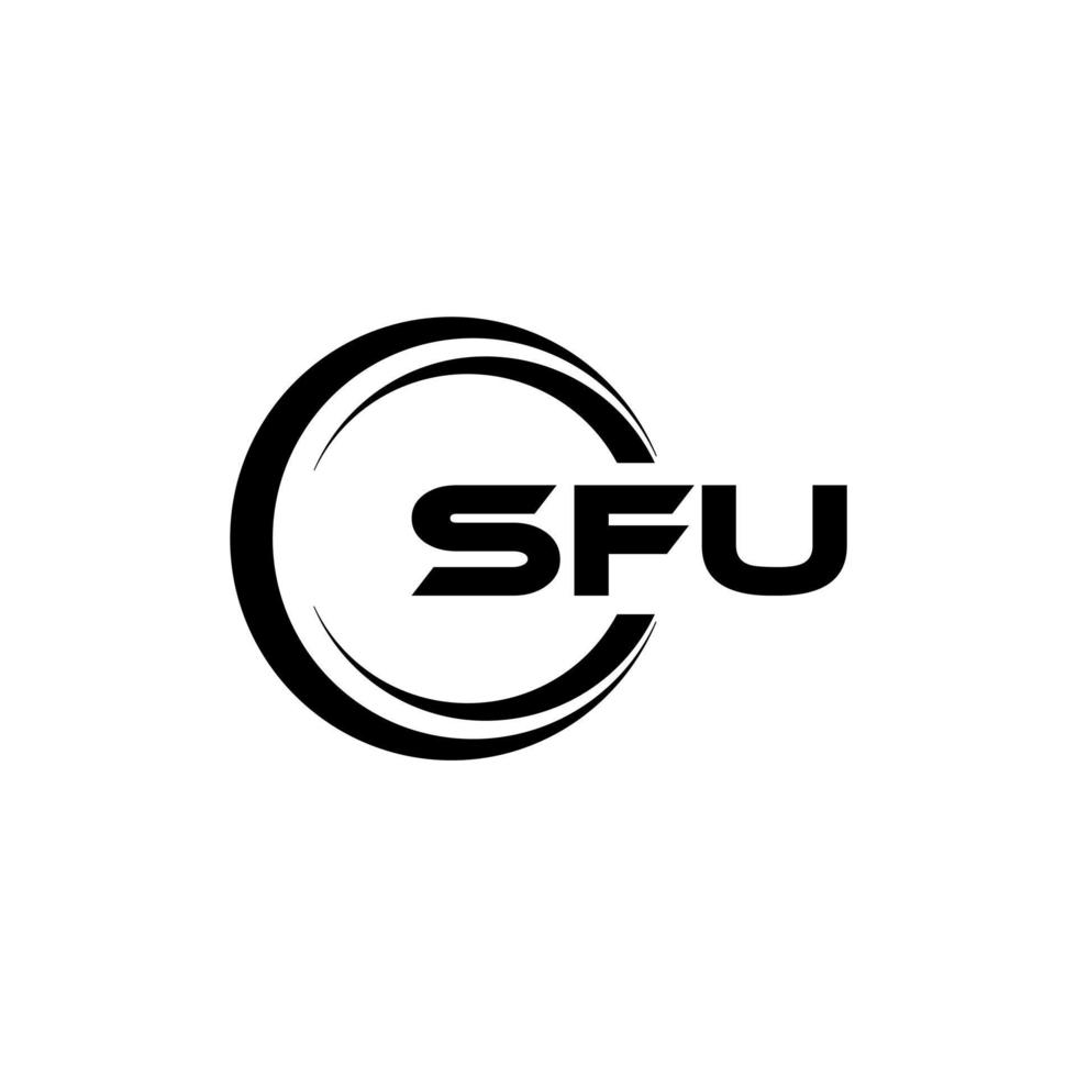 SFU letter logo design in illustration. Vector logo, calligraphy designs for logo, Poster, Invitation, etc.