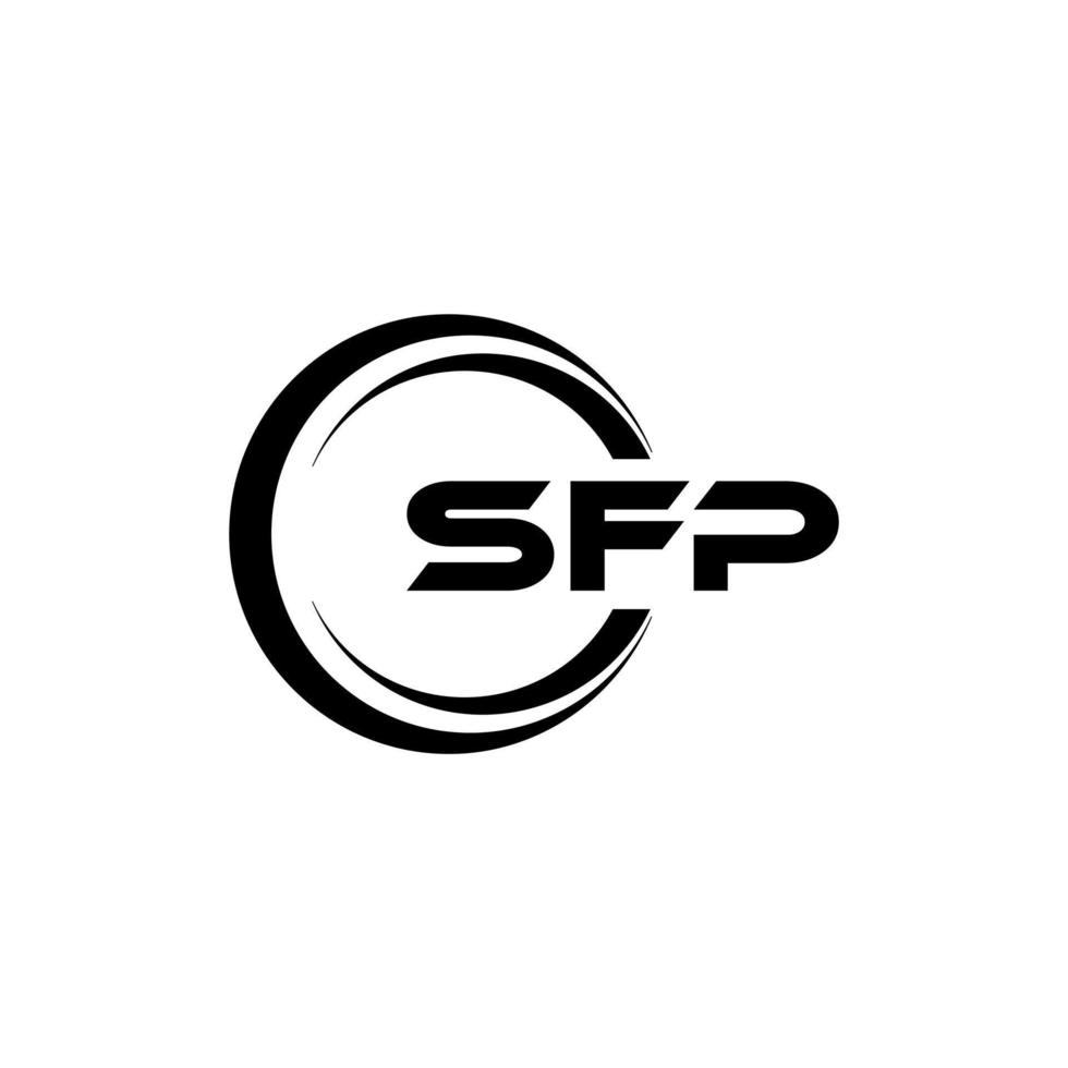 SFP letter logo design in illustration. Vector logo, calligraphy designs for logo, Poster, Invitation, etc.