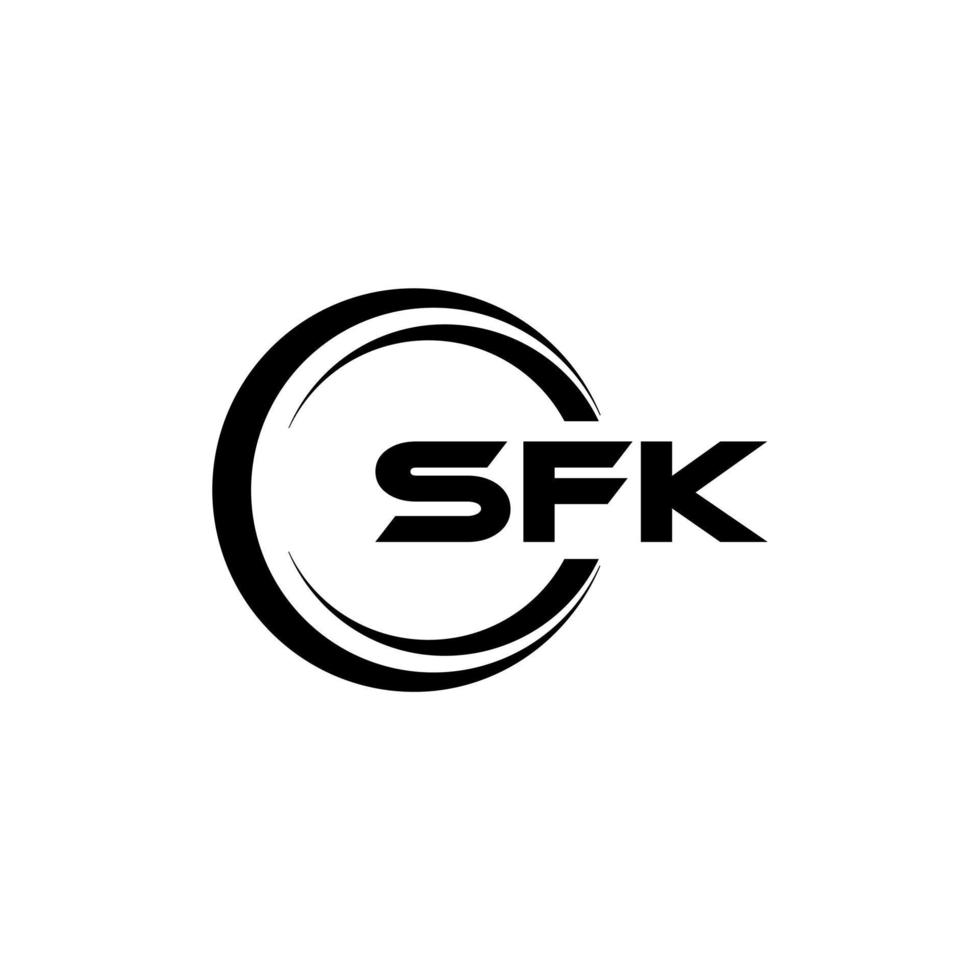 SFK letter logo design in illustration. Vector logo, calligraphy designs for logo, Poster, Invitation, etc.