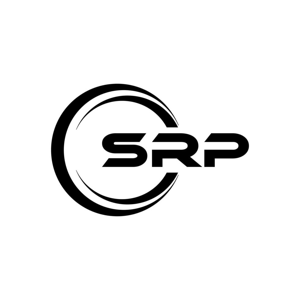SRP letter logo design in illustration. Vector logo, calligraphy designs for logo, Poster, Invitation, etc.