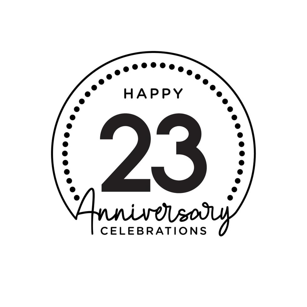 23 years anniversary. Anniversary template design concept, monochrome, design for event, invitation card, greeting card, banner, poster, flyer, book cover and print. Vector Eps10