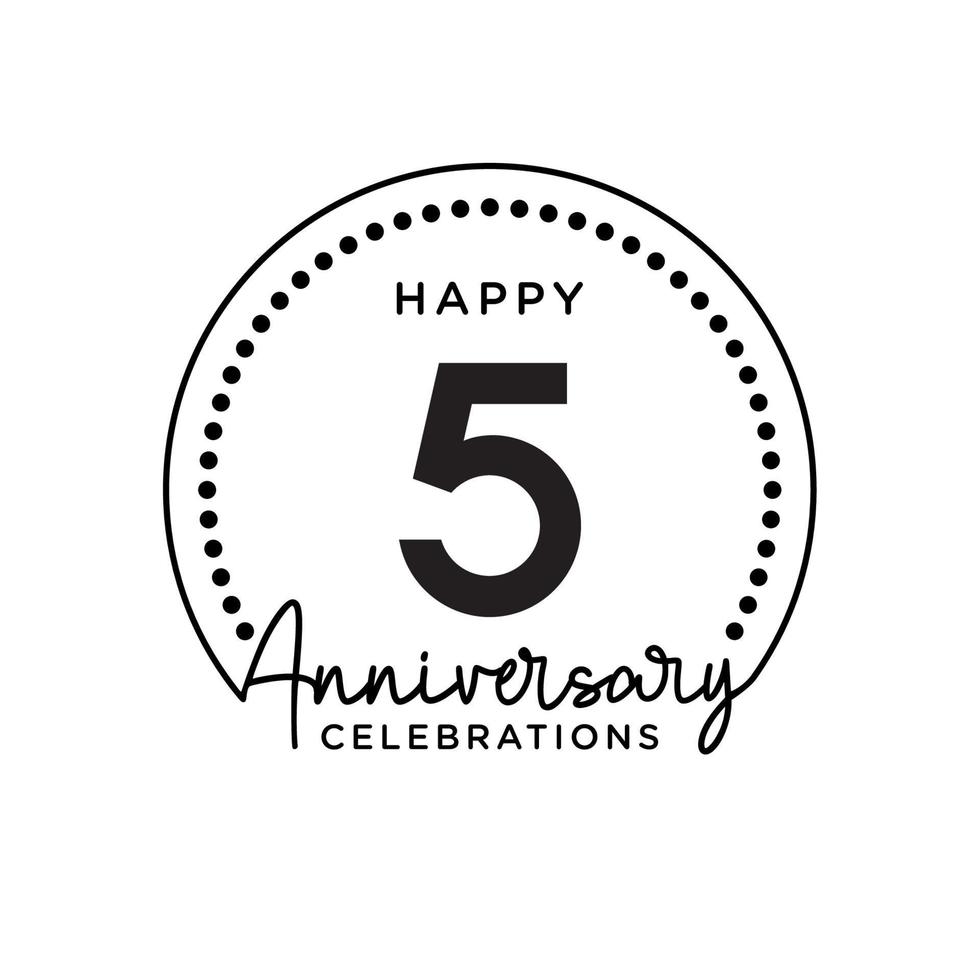 5 years anniversary. Anniversary template design concept, monochrome, design for event, invitation card, greeting card, banner, poster, flyer, book cover and print. Vector Eps10