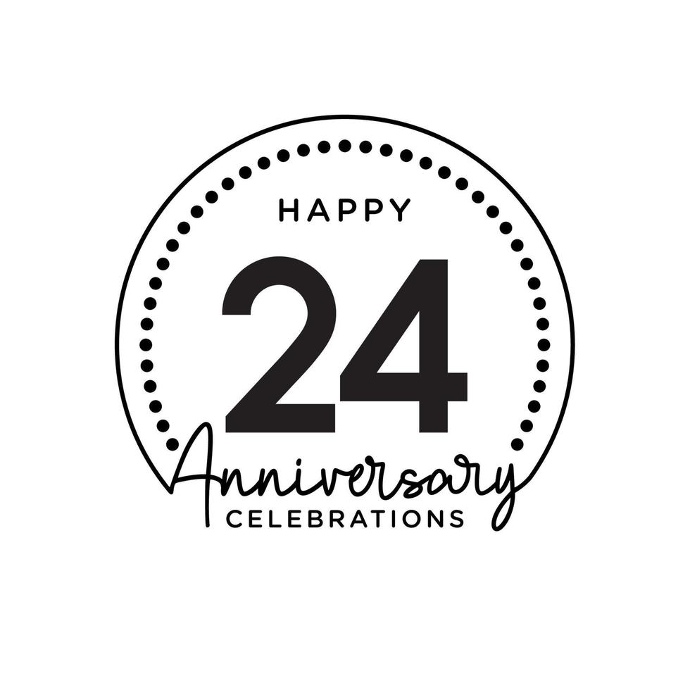 24 years anniversary. Anniversary template design concept, monochrome, design for event, invitation card, greeting card, banner, poster, flyer, book cover and print. Vector Eps10