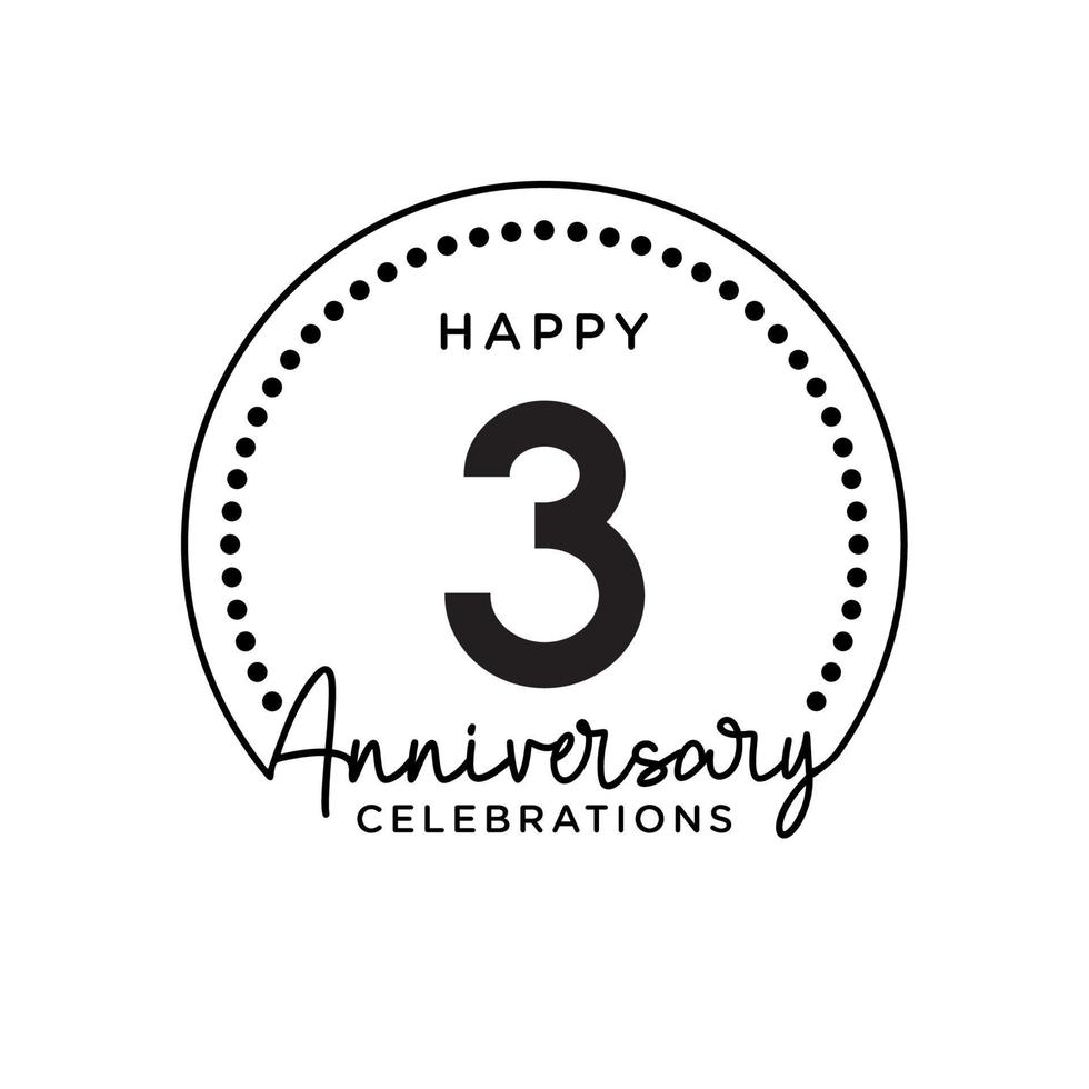 3 years anniversary. Anniversary template design concept, monochrome, design for event, invitation card, greeting card, banner, poster, flyer, book cover and print. Vector Eps10