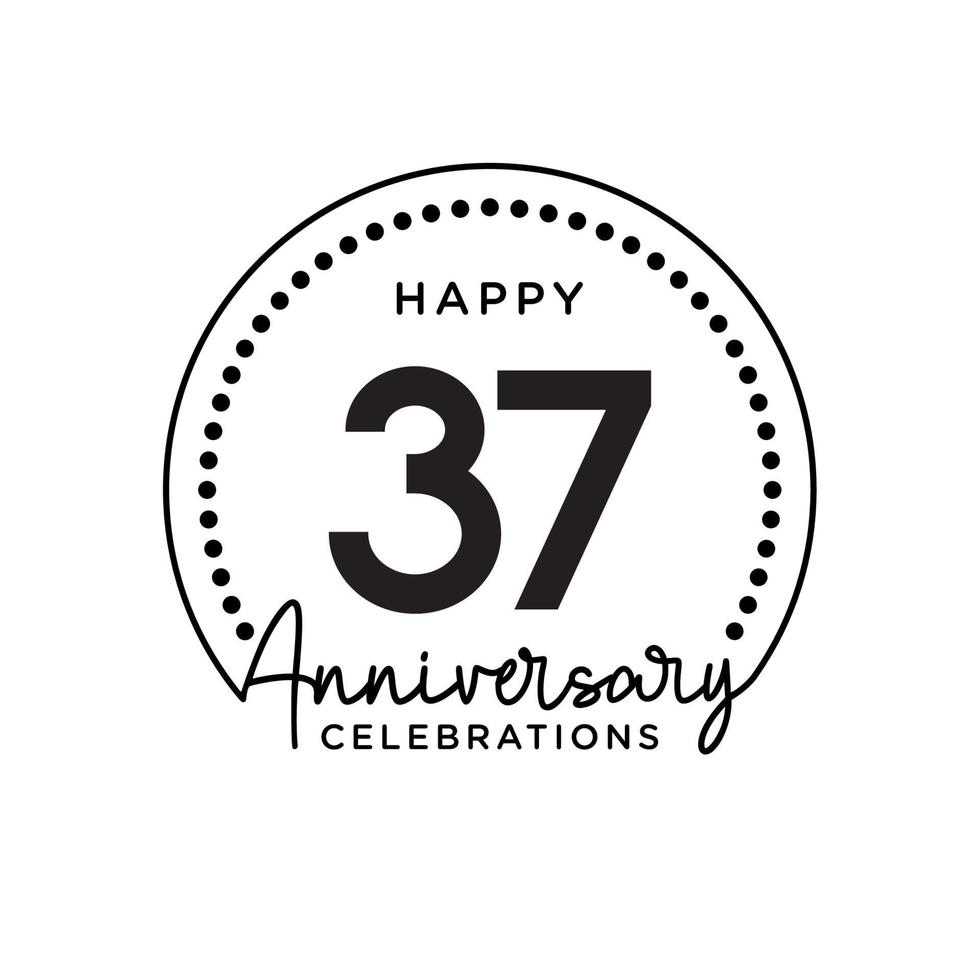 37 years anniversary. Anniversary template design concept, monochrome, design for event, invitation card, greeting card, banner, poster, flyer, book cover and print. Vector Eps10