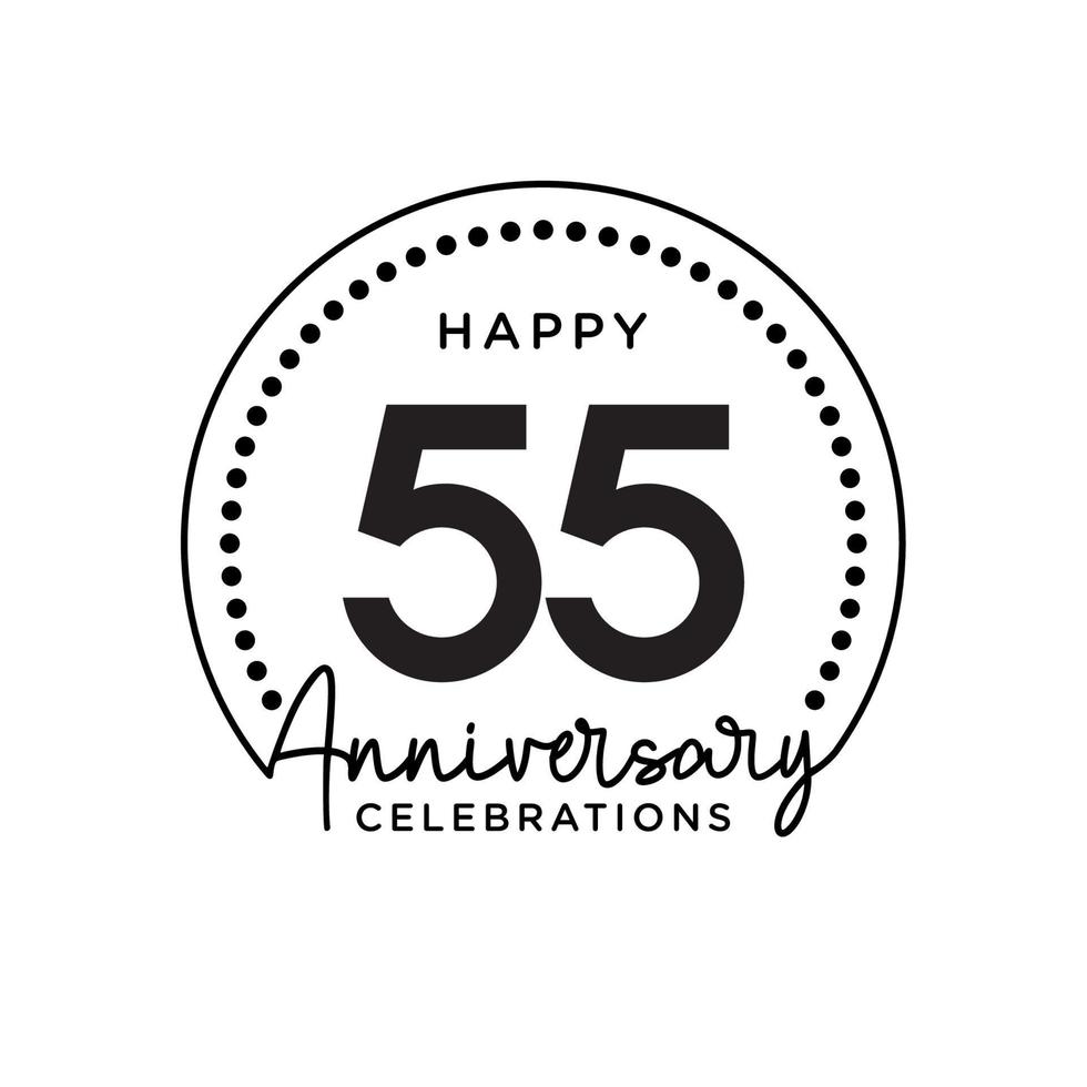 55 years anniversary. Anniversary template design concept, monochrome, design for event, invitation card, greeting card, banner, poster, flyer, book cover and print. Vector Eps10