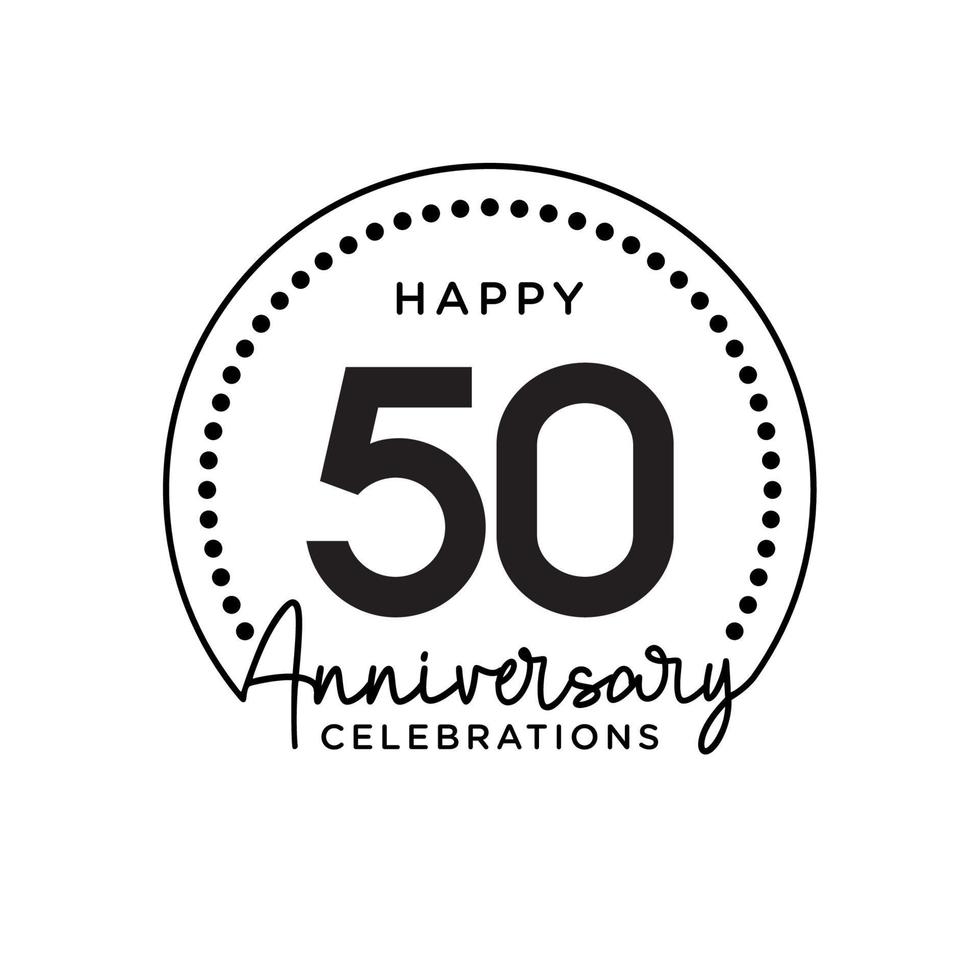 50 years anniversary. Anniversary template design concept, monochrome, design for event, invitation card, greeting card, banner, poster, flyer, book cover and print. Vector Eps10