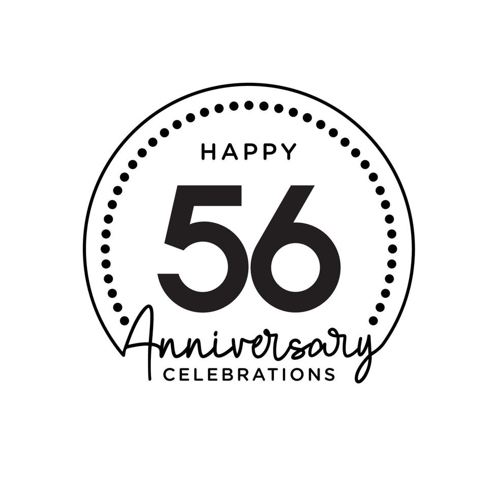 56 years anniversary. Anniversary template design concept, monochrome, design for event, invitation card, greeting card, banner, poster, flyer, book cover and print. Vector Eps10