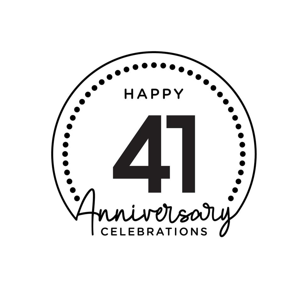 41 years anniversary. Anniversary template design concept, monochrome, design for event, invitation card, greeting card, banner, poster, flyer, book cover and print. Vector Eps10