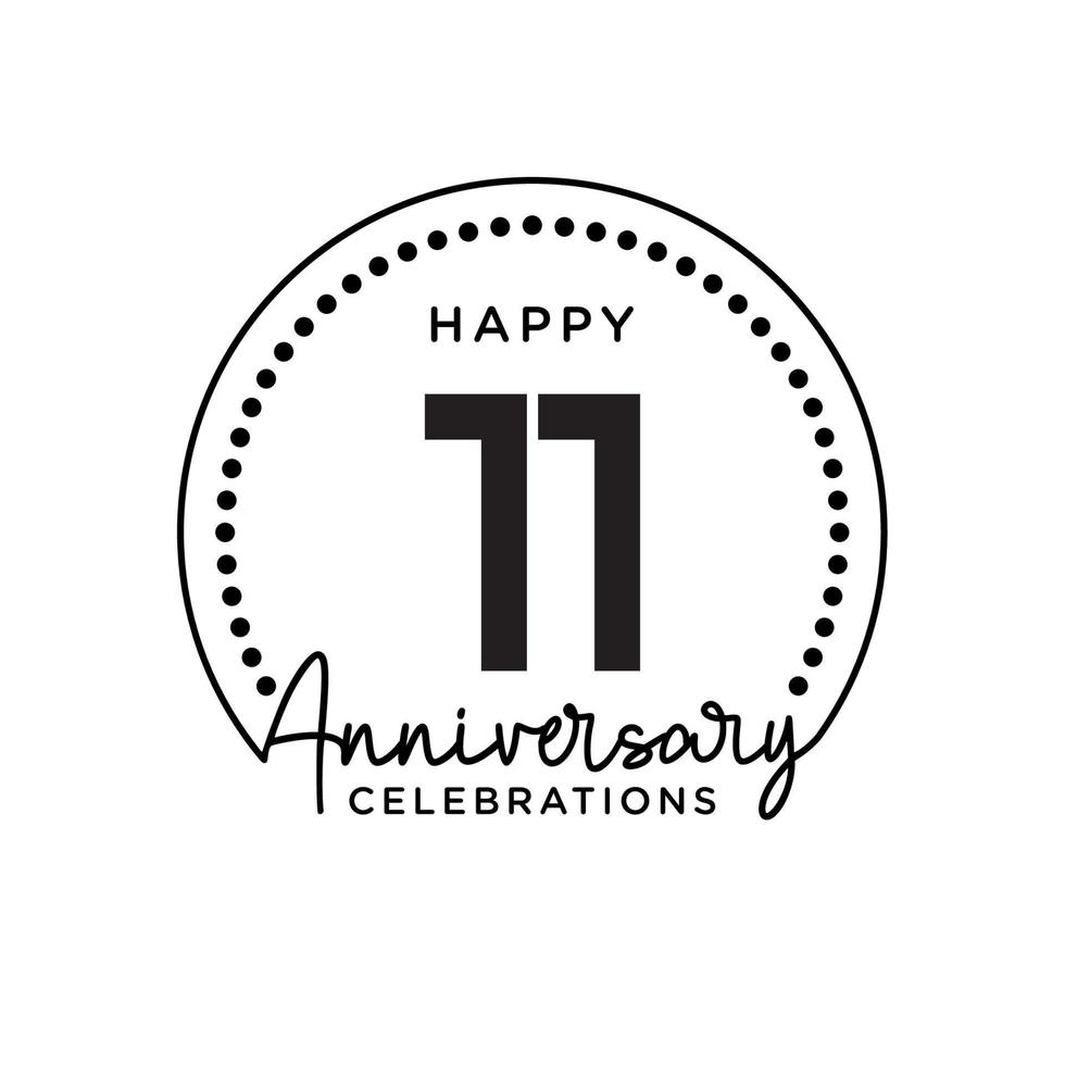 11 years anniversary. Anniversary template design concept, monochrome, design for event, invitation card, greeting card, banner, poster, flyer, book cover and print. Vector Eps10
