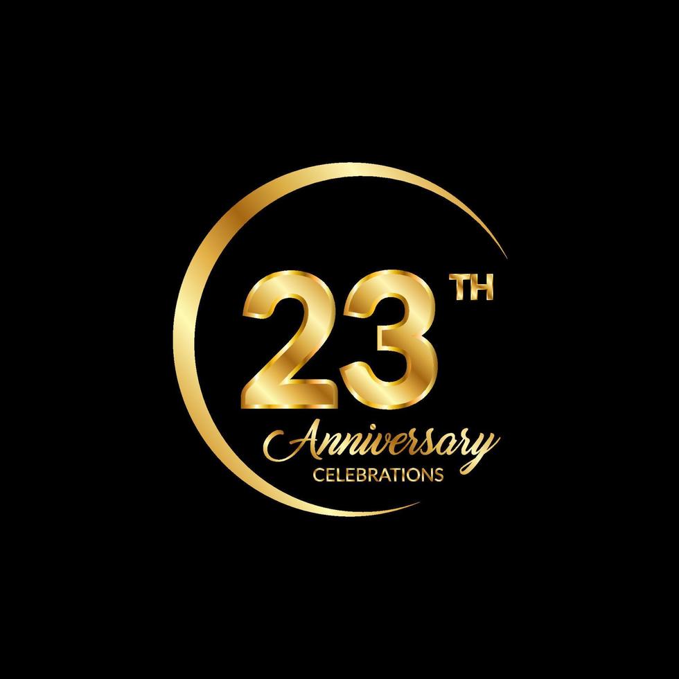 23 years anniversary. Anniversary template design concept with golden number , design for event, invitation card, greeting card, banner, poster, flyer, book cover and print. Vector Eps10