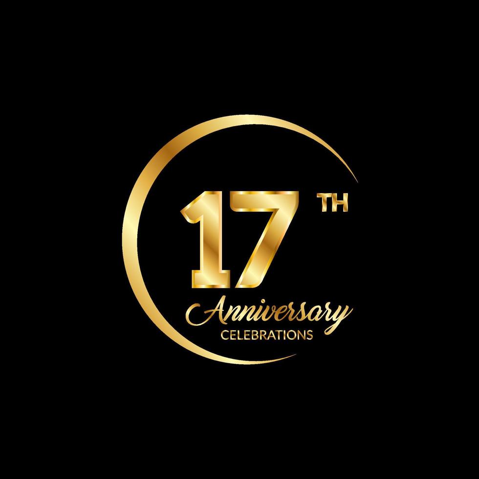 17 years anniversary. Anniversary template design concept with golden number , design for event, invitation card, greeting card, banner, poster, flyer, book cover and print. Vector Eps10