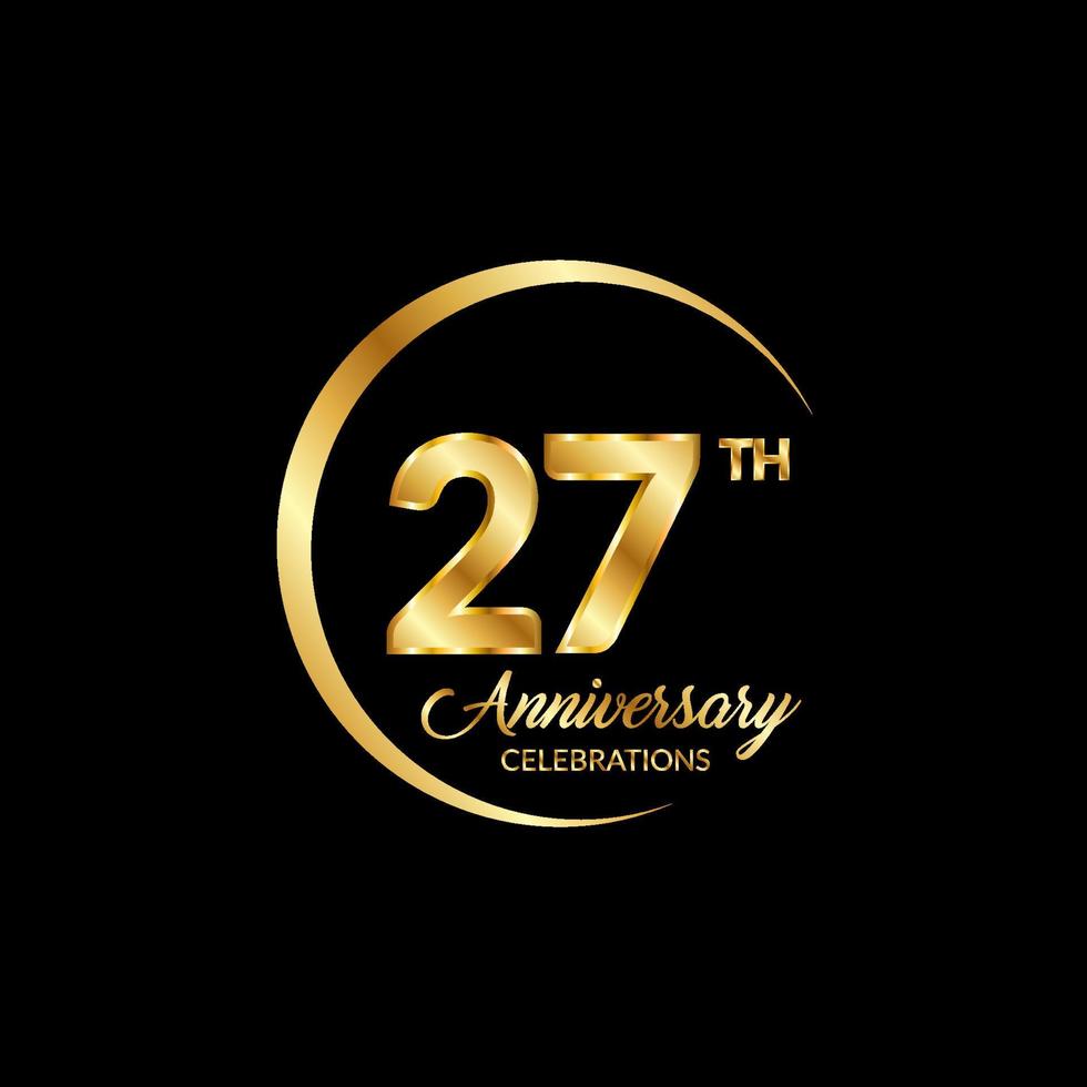 27 years anniversary. Anniversary template design concept with golden number , design for event, invitation card, greeting card, banner, poster, flyer, book cover and print. Vector Eps10