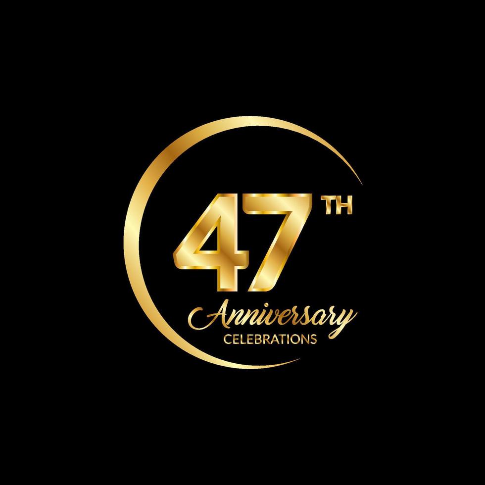 47 years anniversary. Anniversary template design concept with golden number , design for event, invitation card, greeting card, banner, poster, flyer, book cover and print. Vector Eps10