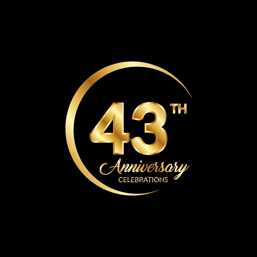 43 years anniversary. Anniversary template design concept with golden number , design for event, invitation card, greeting card, banner, poster, flyer, book cover and print. Vector Eps10