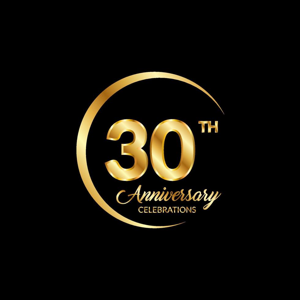 30 years anniversary. Anniversary template design concept with golden number , design for event, invitation card, greeting card, banner, poster, flyer, book cover and print. Vector Eps10